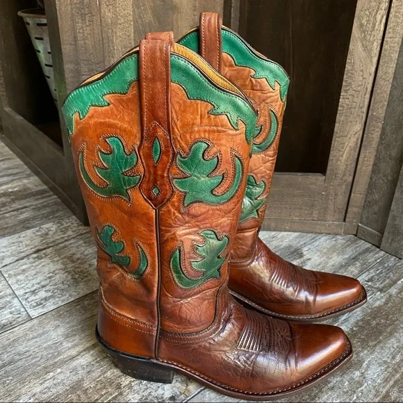 EUC - Old West Barnwood Vintage Turquoise Boots - Picture 2 of 11